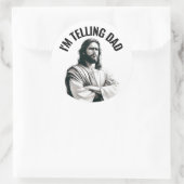 Ik zeg het papa - Grappige Jezus Meme Ronde Sticker (Tas)