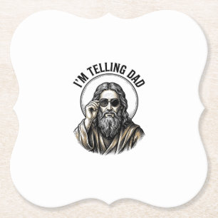 Ik zeg het tegen papa vintage graveerfunsshirt kartonnen onderzetters