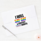 Ik zeg homo en bescherm trans-rechten ronde sticker (Envelop)