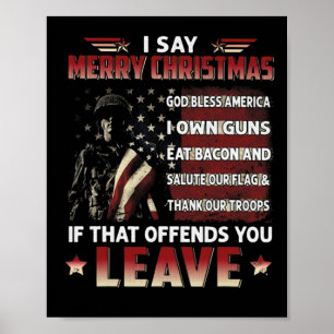 Ik zeg Merry KerstGod Bless America dat ik Pistool Poster