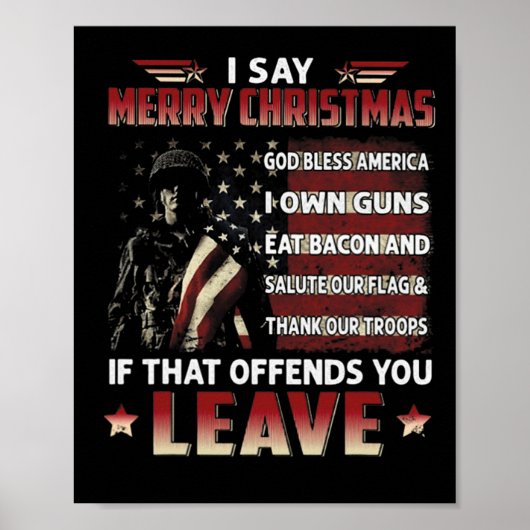 Ik zeg Merry KerstGod Bless America dat ik Pistool Poster (Voorkant)