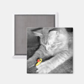 'Ik zei: 'Geef de kat geen eten' Rubberen eendenma Magneet (Voorkant / Achterkant)