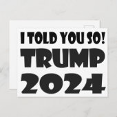 Ik zei het toch! Trump 2024 Briefkaart (Voorkant / Achterkant)
