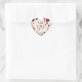 Ik zei ja! Burgundy Floral-Stickers Hart Sticker (Tas)