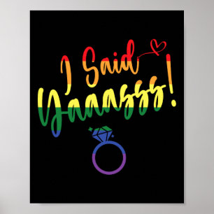 Ik zei ja gay lgbtq trots regenboog bruidegom vrij poster