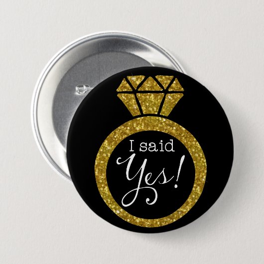 Ik zei ja! Goudringloopbride-aan-te-Button Ronde Button 7,6 Cm (Voorkant /achterkant)