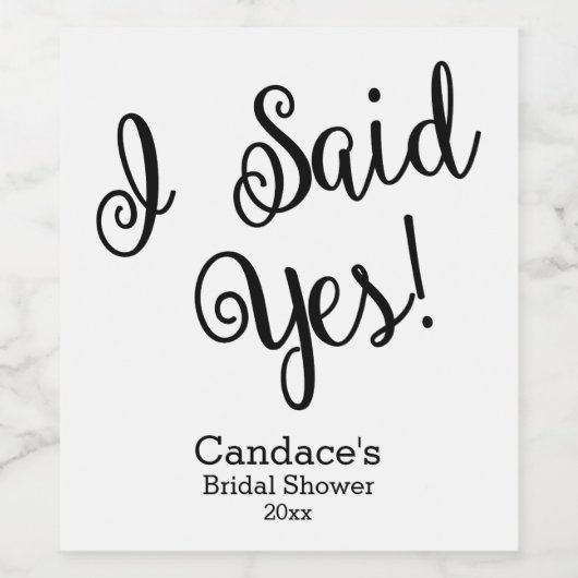 Ik zei ja, modern wijn etiket (Enkel label)