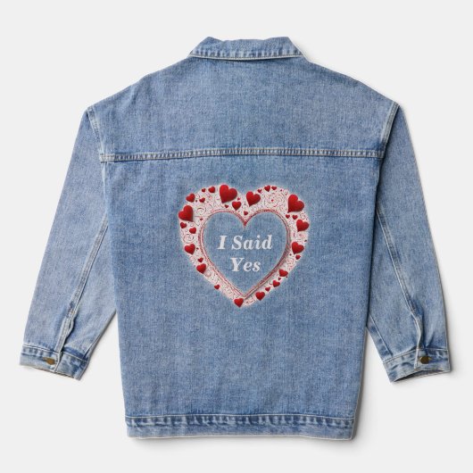 Ik zei ja Schattig voorstel Rode liefdesharten Denim Jacket (Achterkant)