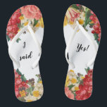 Ik zei ja! Teenslippers met geverfd bloemmotief<br><div class="desc">De zomer is hier en het strand roept,  zet deze teenslippers op met een prachtig bloemontwerp en laat iedereen weten wat je antwoord is.</div>