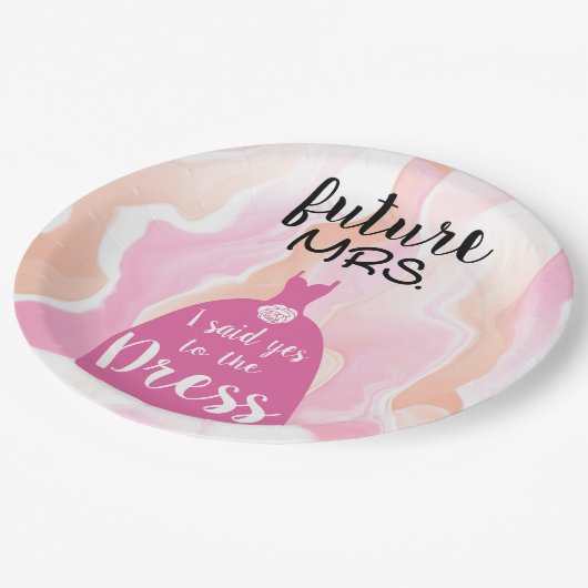 Ik zei ja tegen deze jurk, bruid Vrijgezellenfeest Papieren Bordje (Gekanteld)