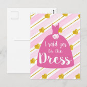 Ik zei ja tegen deze jurk bruidbruiloft op roze briefkaart (Voorkant / Achterkant)