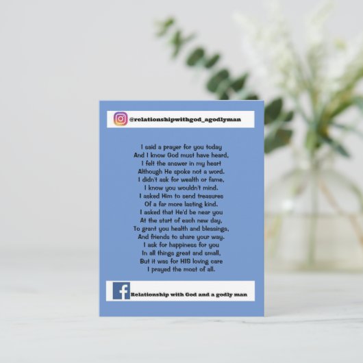 IK ZEI VANDAAG EEN PRAYER VOOR JE BRIEFKAART (Staand voorkant)