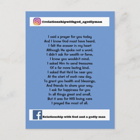 IK ZEI VANDAAG EEN PRAYER VOOR JE BRIEFKAART (Voorkant)