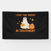 Ik zet de behandeling in Retro Funny Nurse Doctor Spandoek (Horizontaal)