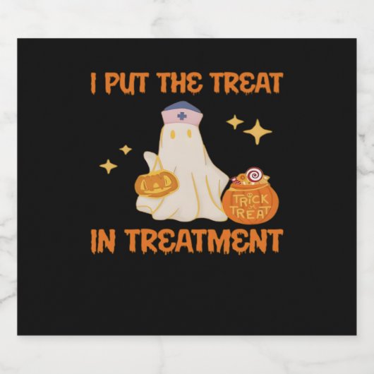 Ik zet de behandeling in Retro Funny Nurse Doctor Sparkling Wijnetiket (Enkel label)