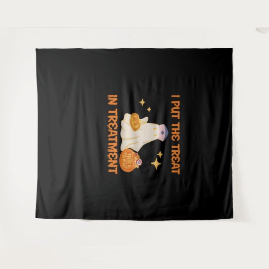 Ik zet de behandeling in Retro Funny Nurse Doctor Wandkleed (Voorkant (horizontaal))