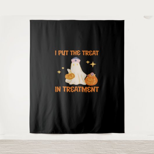 Ik zet de behandeling in Retro Funny Nurse Doctor Wandkleed (Voorkant)