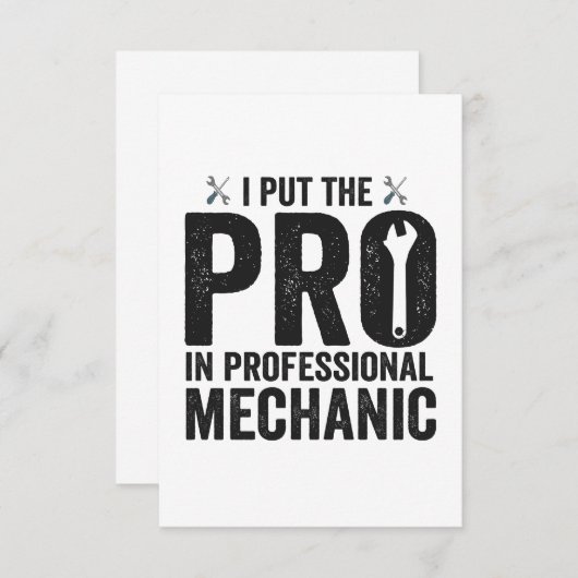 Ik zet de Pro in Professional Mechanic Funny Gift Bedankkaart (Voorkant / Achterkant)