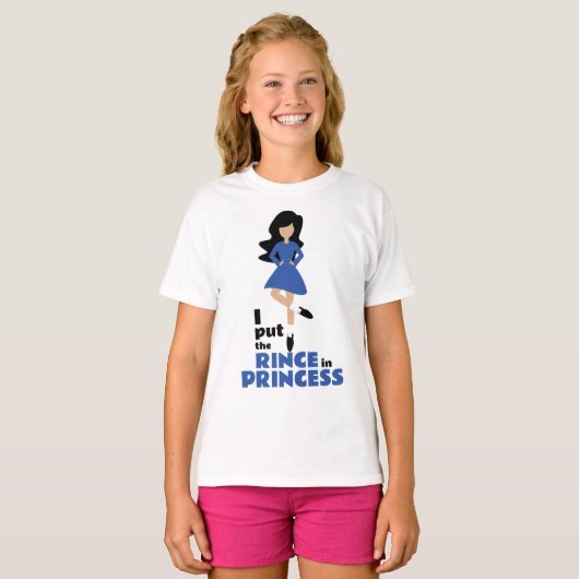 Ik zet de Rince in Princess Black Hair Irish Dance T-shirt (Voorkant volledig)