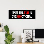 Ik zet de woordspeling in disfunctioneel poster (Thuiskantoor)