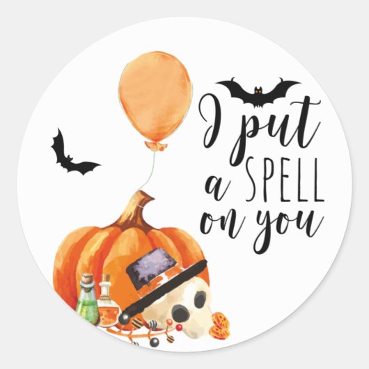 Ik zet een spelletje op je Waterverf Pumpkin Ronde Sticker (Voorkant)