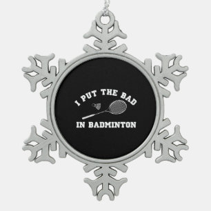 Ik zet het bad in Badminton Tin Sneeuwvlok Ornament
