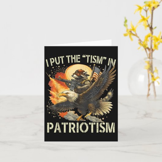 Ik zet het "tisme" in patriottisme retro adelaar w kaart (Gele Bloem)