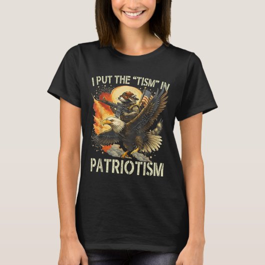 Ik zet het "tisme" in patriottisme retro adelaar w t-shirt (Voorkant)