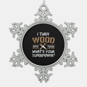 Ik zet hout om in het Carpenter Woodworking Tin Sneeuwvlok Ornament