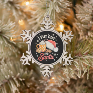 Ik Zet Voor Sint Koekjes Warme Chocolade Kerstmis Tin Sneeuwvlok Ornament
