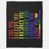 Ik zie, accepteer, respecteer, steun, bewondering, fleece deken (Voorkant)