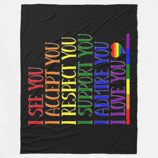 Ik zie, accepteer, respecteer, steun, bewondering, fleece deken (Voorkant)