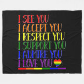 Ik zie, accepteer, respecteer, steun, bewondering, fleece deken (Voorkant (Horizontaal))