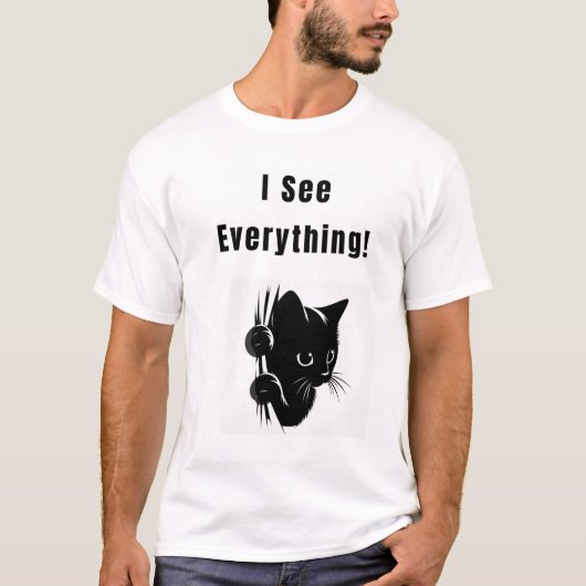 Ik zie alles! Grappige kat T-shirt (Voorkant)