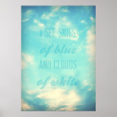 Ik zie blauwe en witte wolken poster (Voorkant)