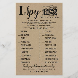 Ik zie bruiloftsreceptie feestelijke rustieke spel flyer
