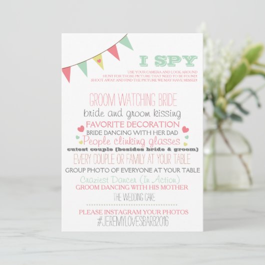 Ik zie bruiloftsspel kaart (Staand voorkant)