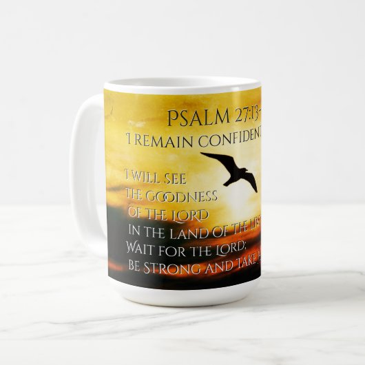 Ik zie de goedheid van de Lord Psalm 27:13-14 Koffiemok (Voorkant links)