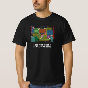 Ik zie dit als ik computers repareer t-shirt