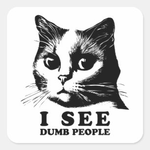 Ik zie Dumb People   Funny Cat Vierkante Sticker