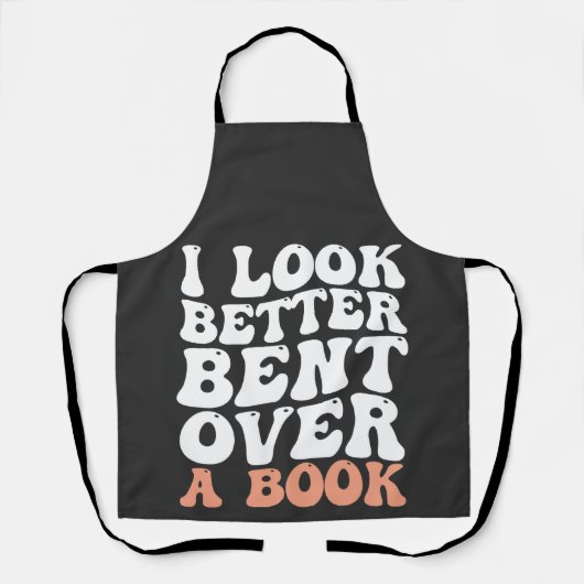 Ik zie er beter uit gebogen over een boek schort (Voorkant)