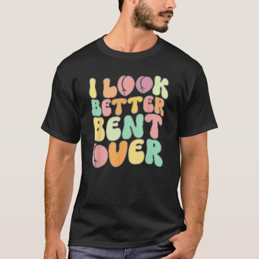 Ik zie er beter uit gebogen over Peach Booty Groov T-shirt (Voorkant)