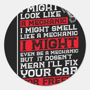 Ik zie eruit als een monteur onderhoud ronde sticker