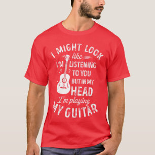 Ik zie eruit alsof ik naar je grappige gitaar luis t-shirt