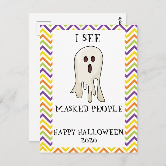 Ik zie Gemaskerde Mensen 2020 Halloween Ghost Funn Briefkaart (Voorkant / Achterkant)
