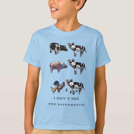 Ik zie het verschil niet, boerderijdieren t-shirt (Voorkant)