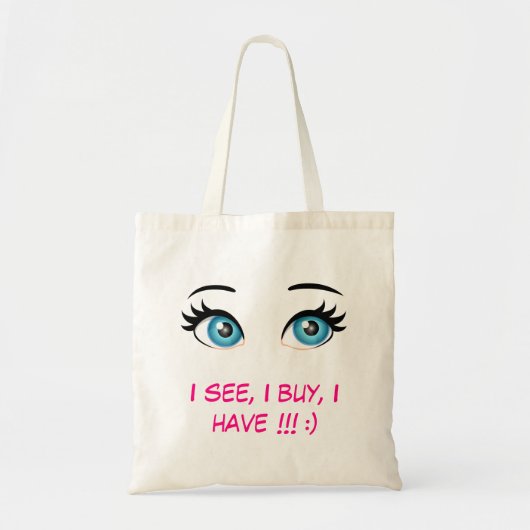 Ik zie, ik koop, ik heb tote bag (Voorkant)