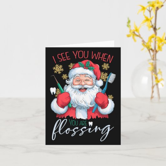 Ik zie je als je kerst tandarts XMA flost Kaart (Gele Bloem)