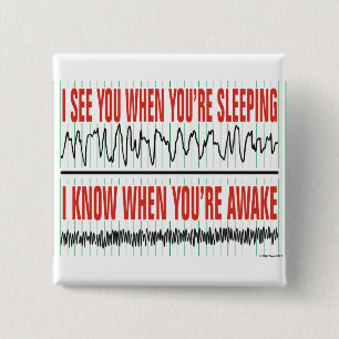 Ik zie je als je slaapt... Knoop Vierkante Button 5,1 Cm