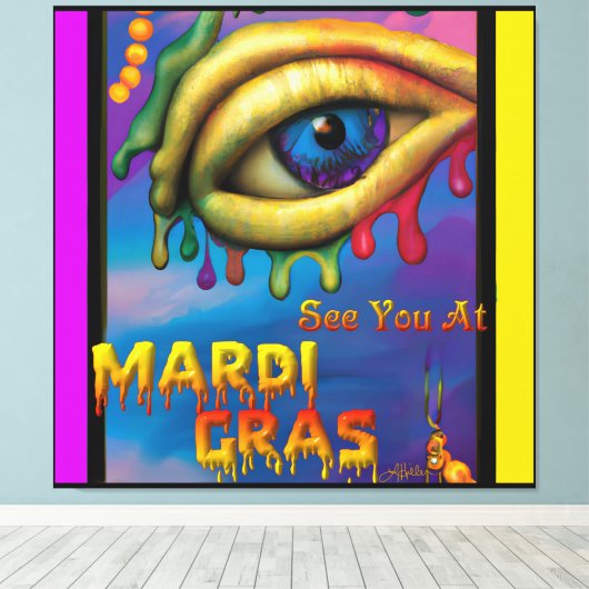 Ik zie je bij Mardi Gras Eye Canvas Afdruk (Insitu (Houten vloer))